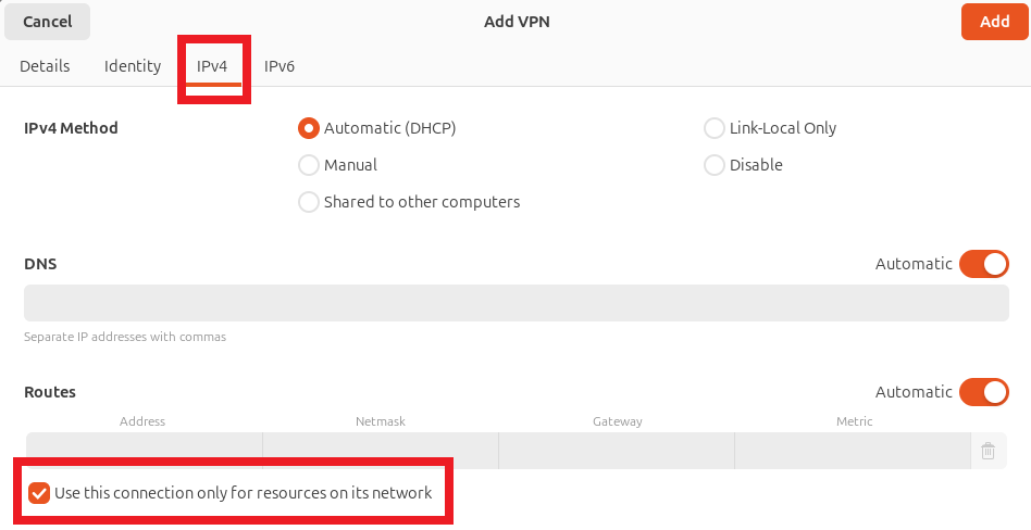 IPv4 configuration