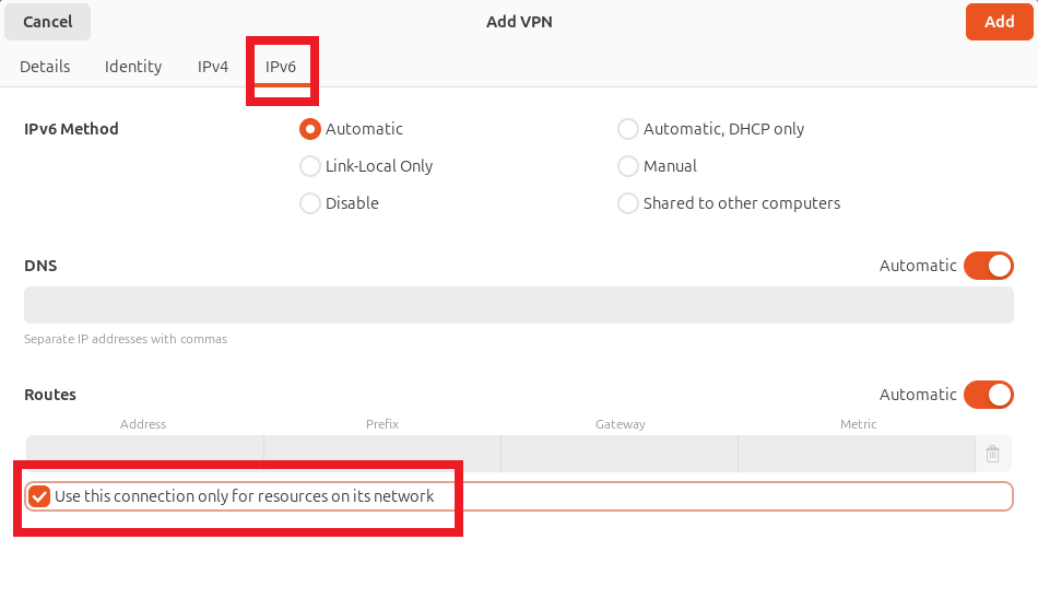 IPv6 configuration
